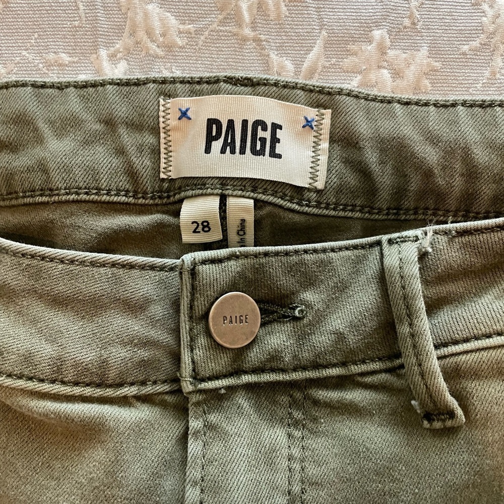 PAIGE Sage Green Trousers cargo style pants 28 - Picture 2 of 8